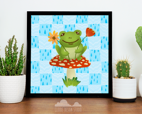 Flower Frog 8x8 Print