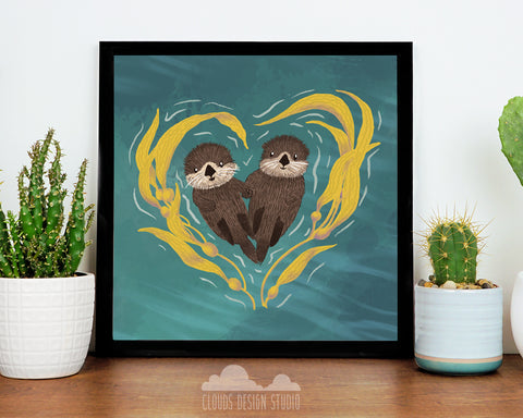 Otter Love 8x8 Print