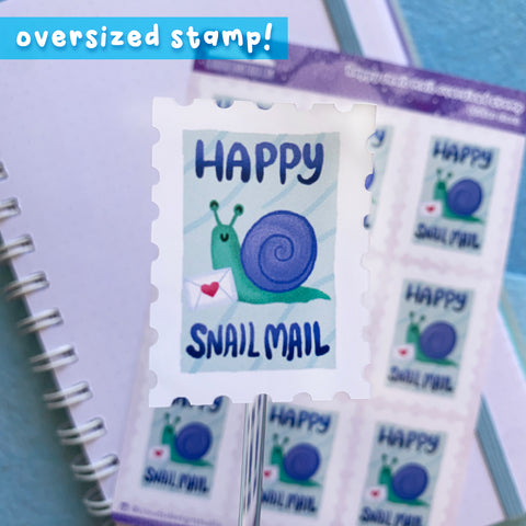 Oversized Happy Snail Mail Stamp-Shaped Stickers