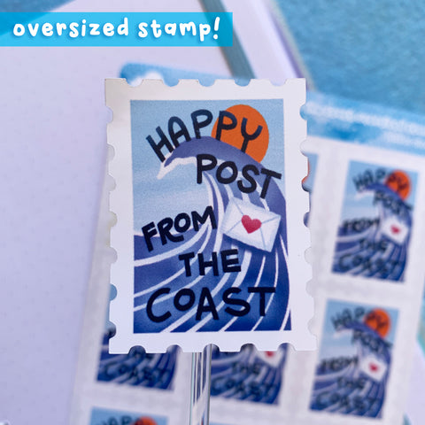 Happy Post from the Coast Stamp-Shaped Stickers