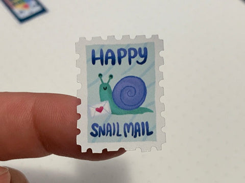 Happy Snail Mail Postage Stamp-Shaped Stickers