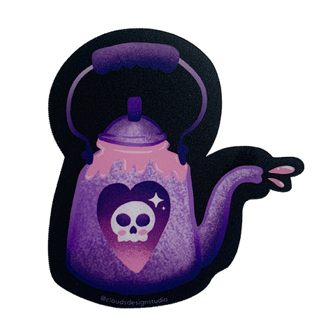 Spooky Tea Time Teapot Vinyl Sticker