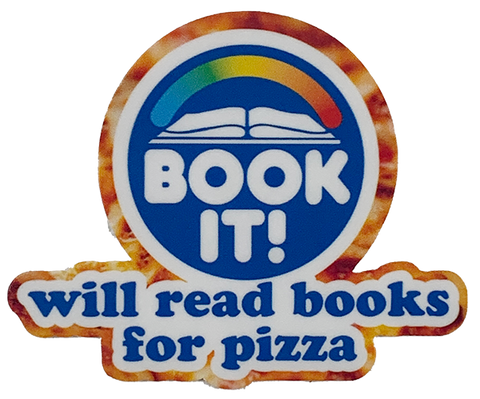 Will Read Books for Pizza Vintage Book It Logo Sticker
