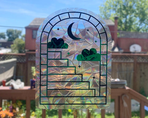 Portal to the Sky Suncatcher Removable Prismatic Window Cling Decal