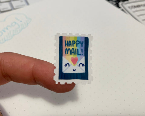 Happy Mail Postage Stamp Shaped Stickers