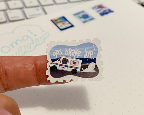 Gas Brake Dip E-40 inspired Postage Stamp-Shaped Stickers