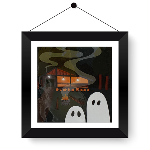 Midcentury Modern Haunted Cabin 4x4 Print