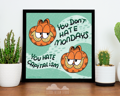 Anticapitalist Garfield 8x8 Print