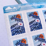 Happy Post from the Coast Stamp-Shaped Stickers