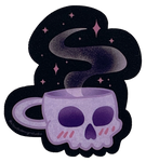 Spooky Tea Time Skull Mug Sticker