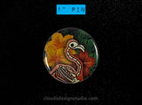Tropical Flamingo Skeleton - 1" Pinback Button