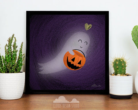 Sweet Baby Angel Ghostie Trick or Treating 8x8 Print